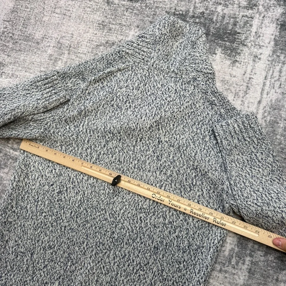 Banana Republic Sweater Mens Large Shawl Collar Toggle Marled Blue Fisherman